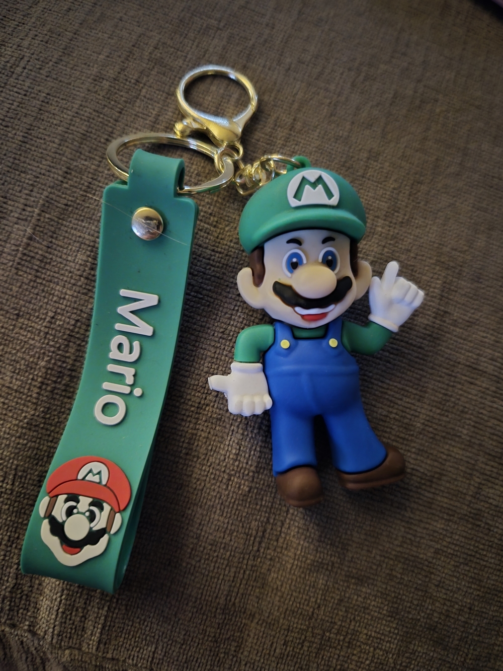 Luigi Silicone Keychain with Teal Strap - Mario Licensed Character